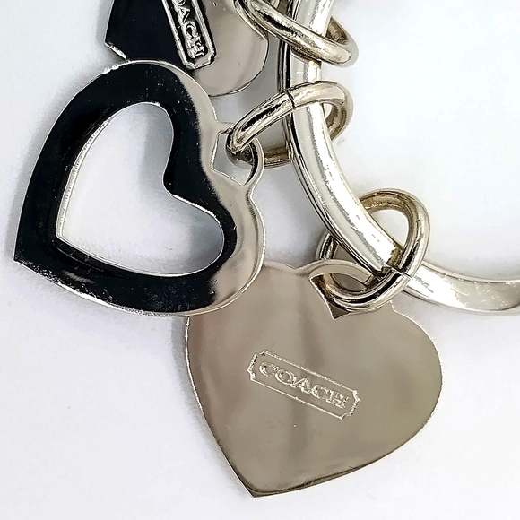 COACH Heart Hearts keychain Pink Blue hearts Purse Charm Keychain - Picture 8 of 9